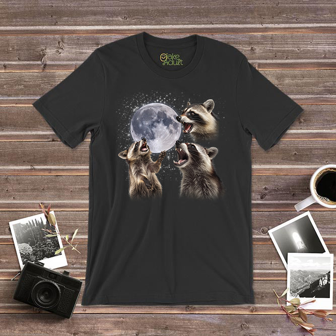 Three Raccoons Howling At The Moon T-shirt