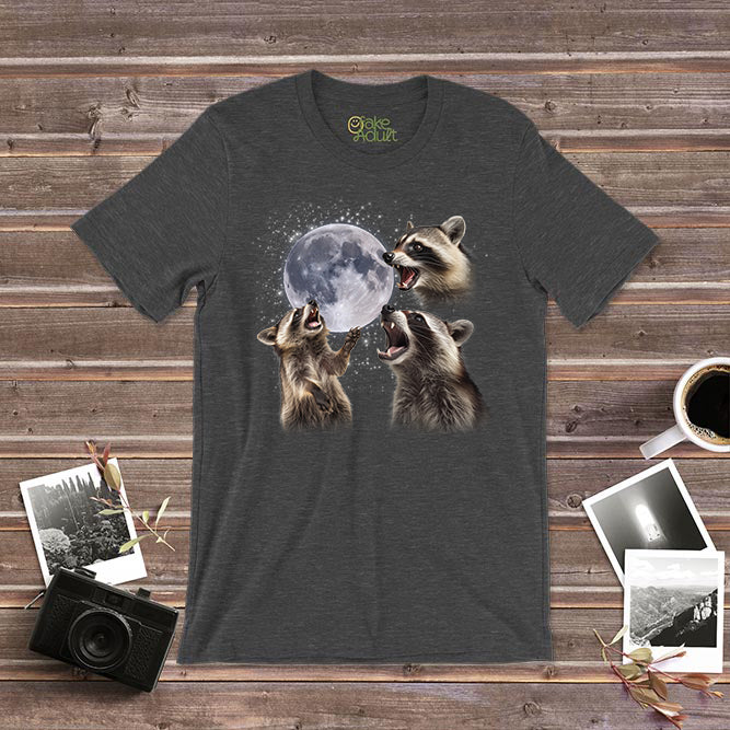 Three Raccoons Howling At The Moon T-shirt