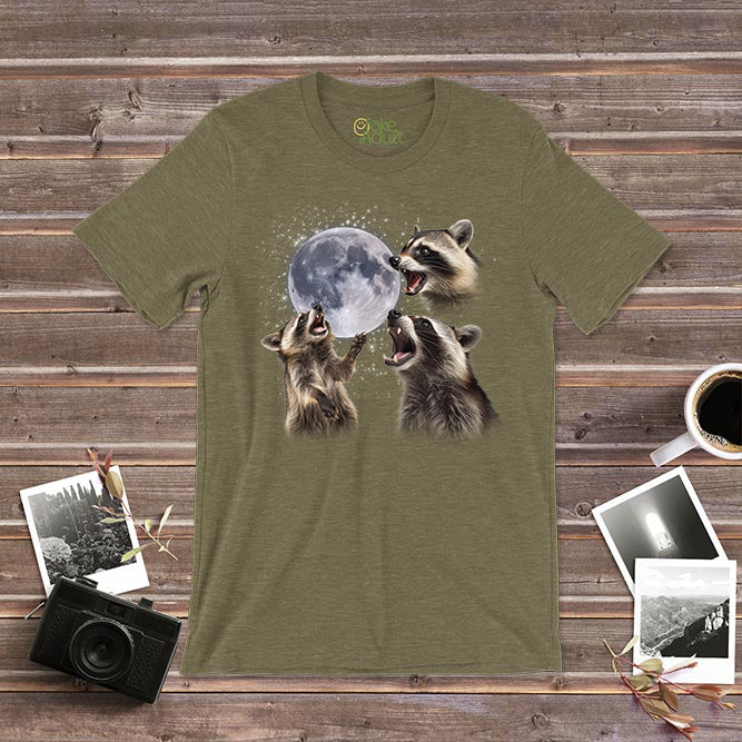 Three Raccoons Howling At The Moon T-shirt