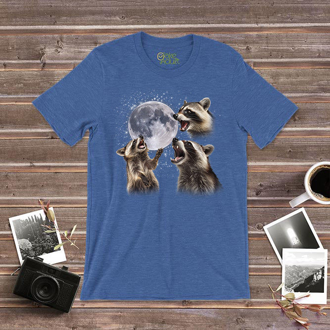 Three Raccoons Howling At The Moon T-shirt