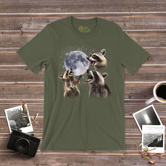 Three Raccoons Howling At The Moon T-shirt