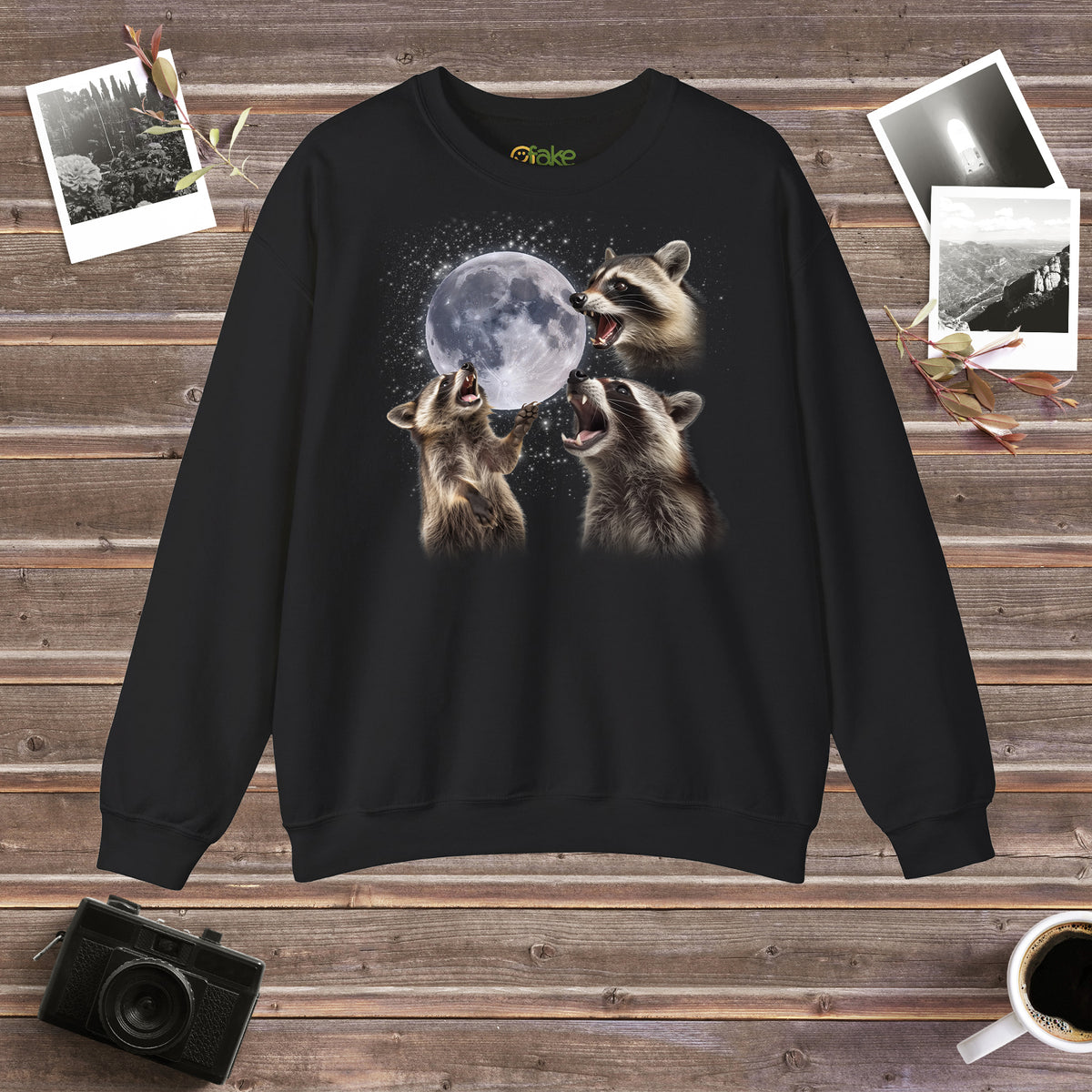 Raccoons Howling at the Moon Crewneck Sweatshirt