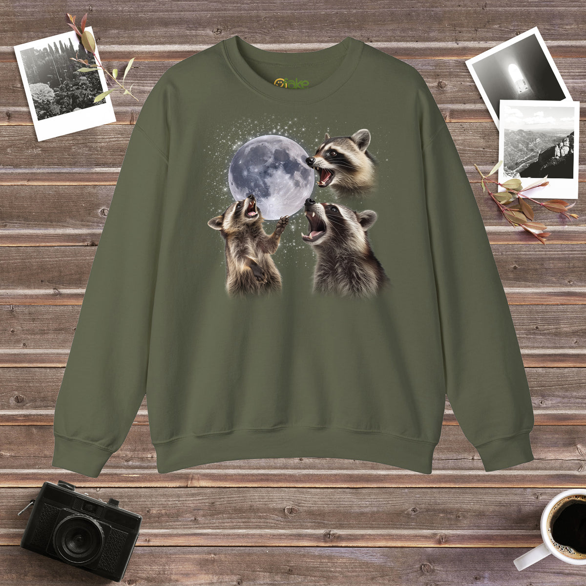 Raccoons Howling at the Moon Crewneck Sweatshirt