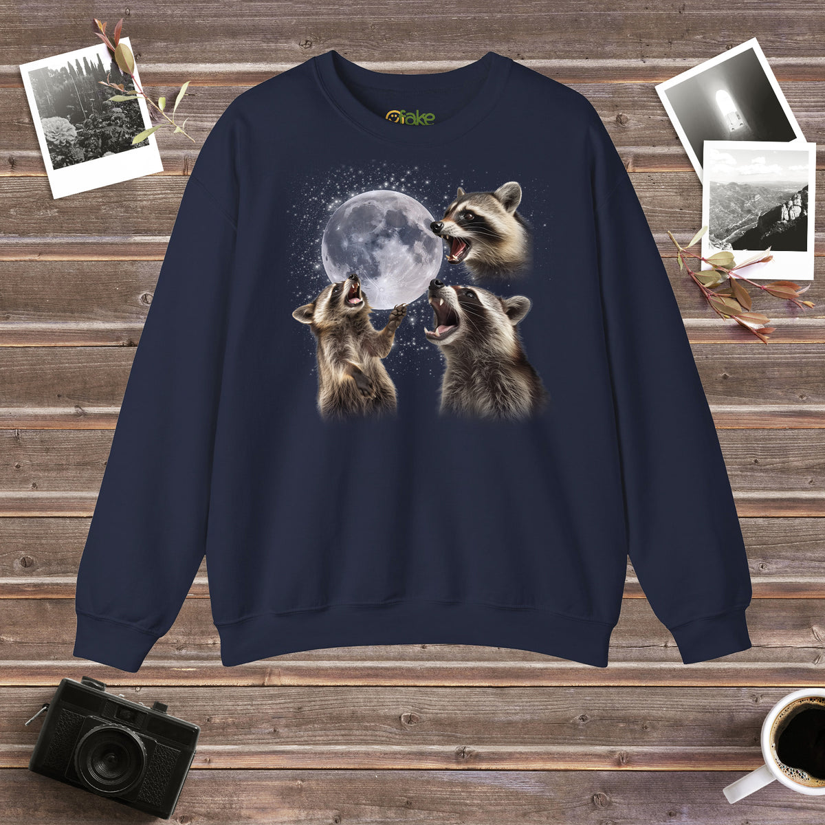 Raccoons Howling at the Moon Crewneck Sweatshirt