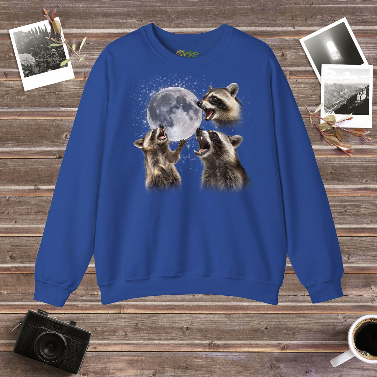 Raccoons Howling at the Moon Crewneck Sweatshirt